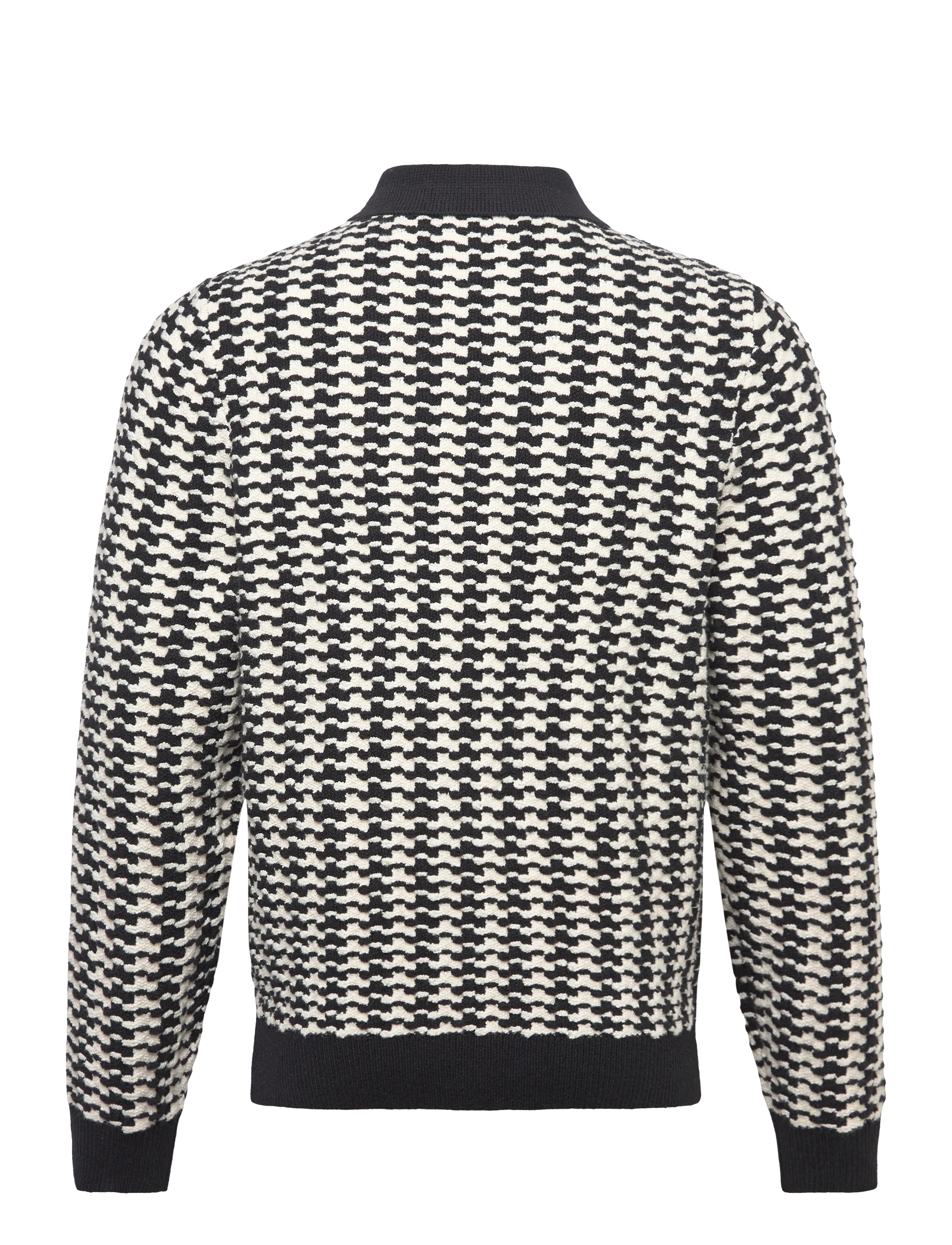 Aimé Leon Dore - LS Houndstooth Polo - pikkade varrukatega kootud polosärgid - jet black - 1