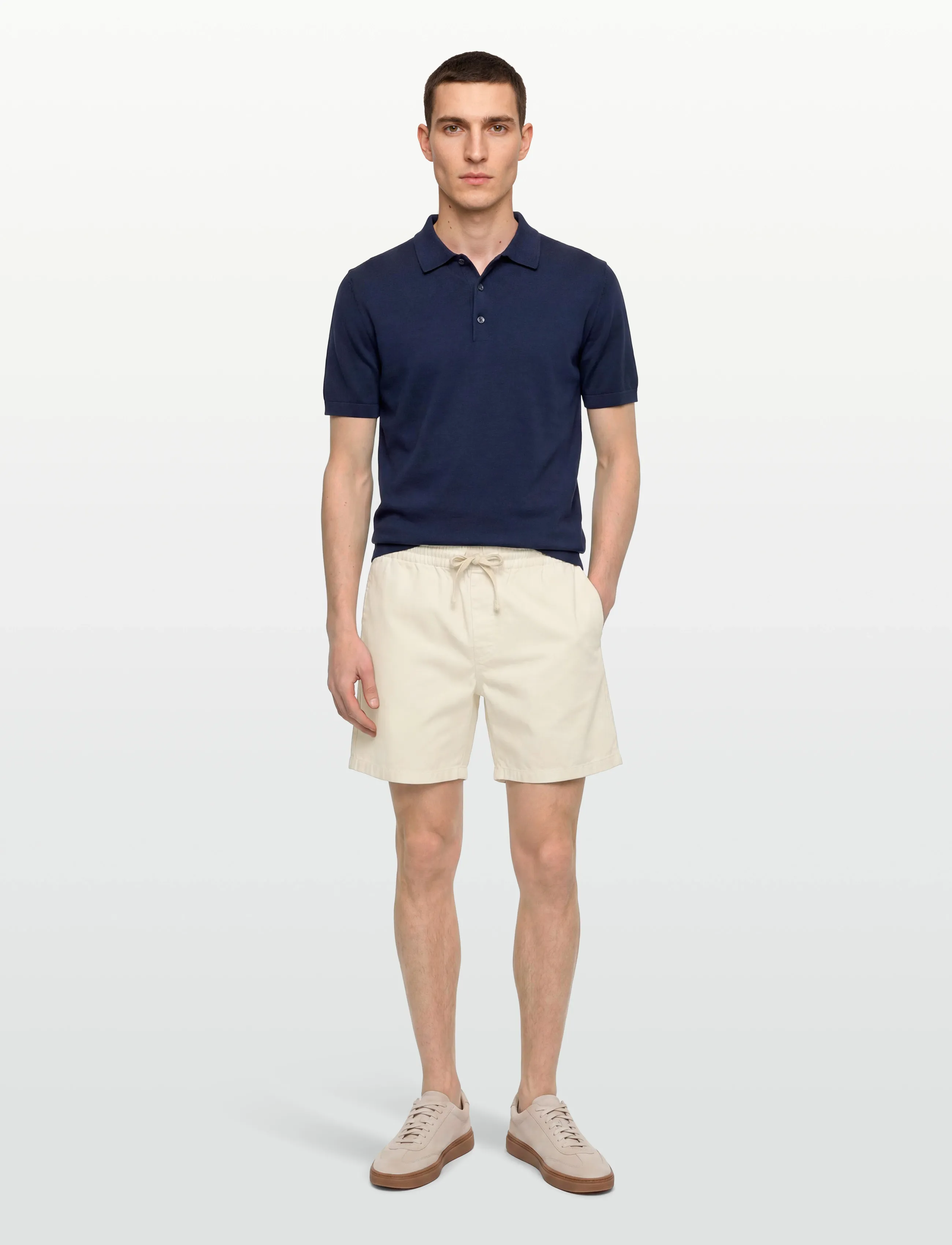 Aimé Leon Dore - Garment Dyed Drawstring Chino Short - ikdienas šorti - bone white - 0