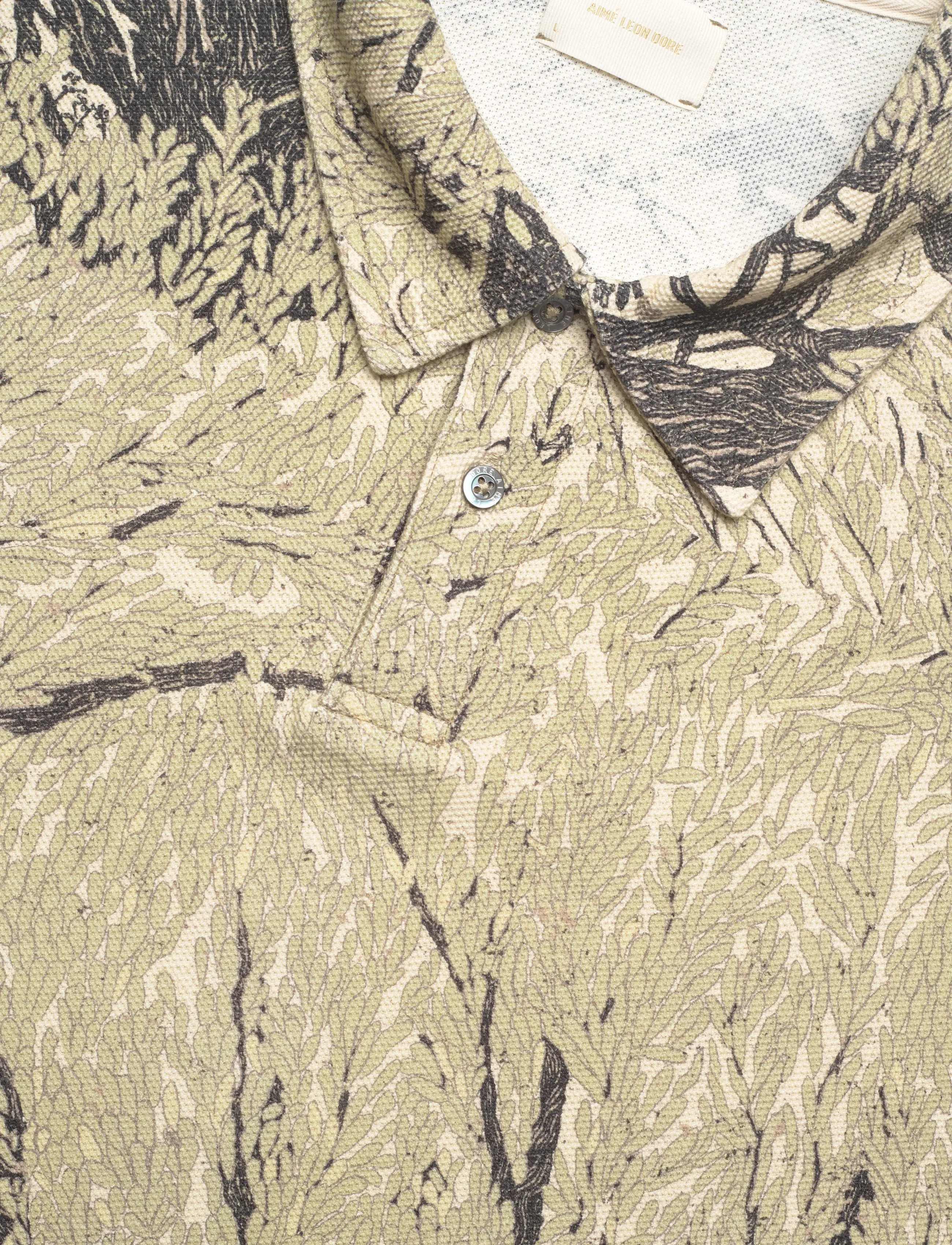 Aimé Leon Dore - SS Printed Pique Polo - short-sleeved polos - sage camo - 2