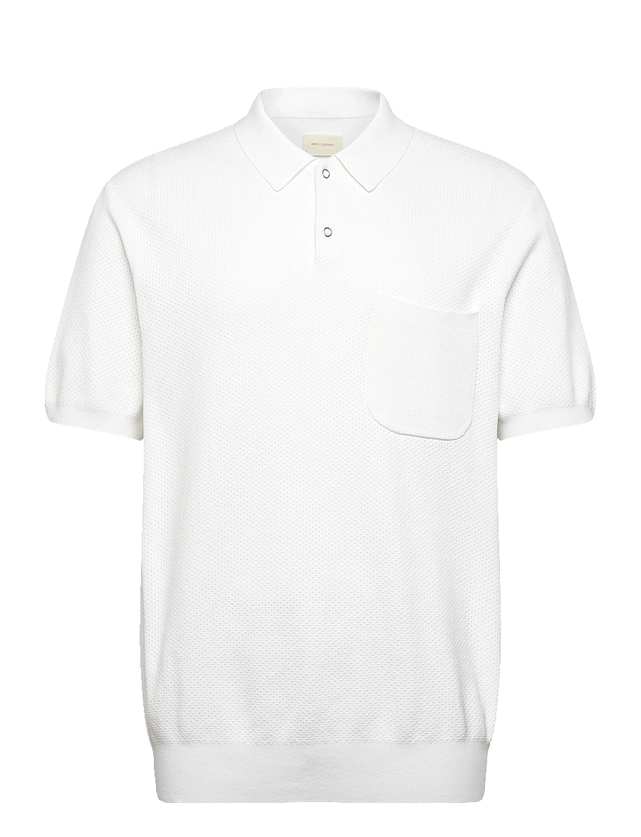 Aimé Leon Dore - SS Easy Solid Polo - langärmlige strick-polohemden - bright white - 0