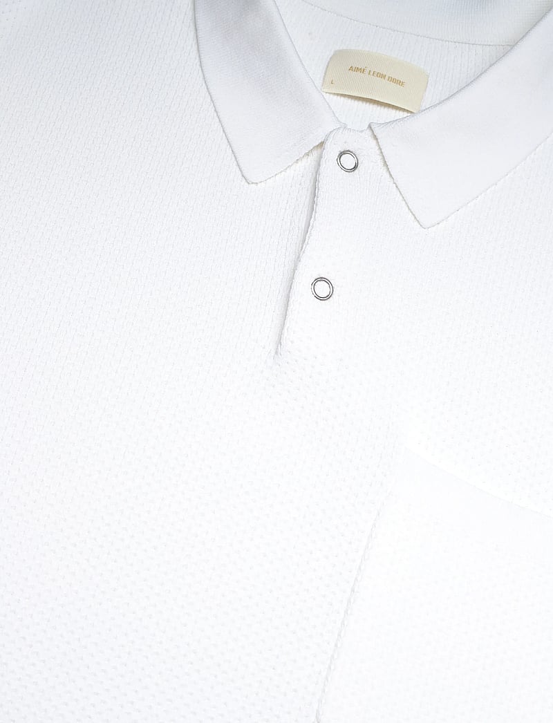 Aimé Leon Dore - SS Easy Solid Polo - gestrickte polohemden - bright white - 2