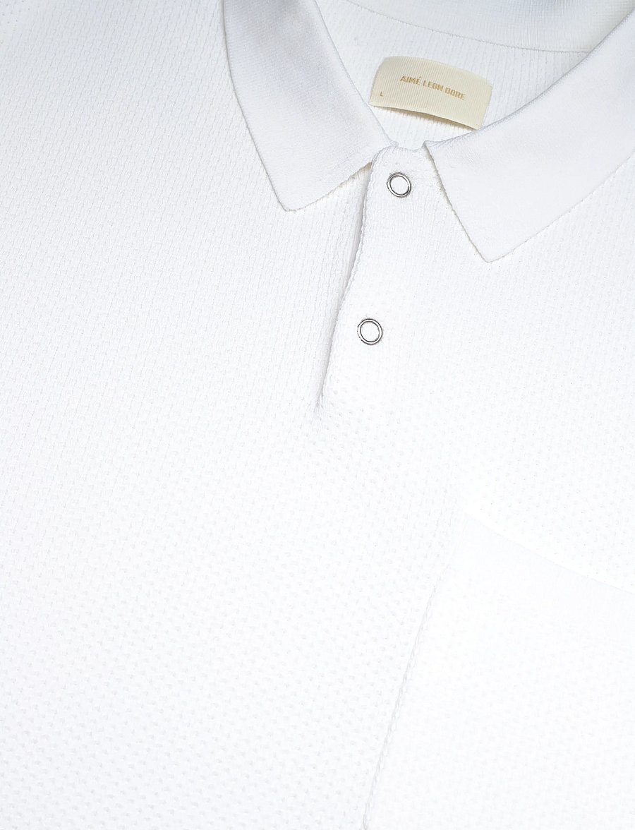 Aimé Leon Dore - SS Easy Solid Polo - langärmlige strick-polohemden - bright white - 2