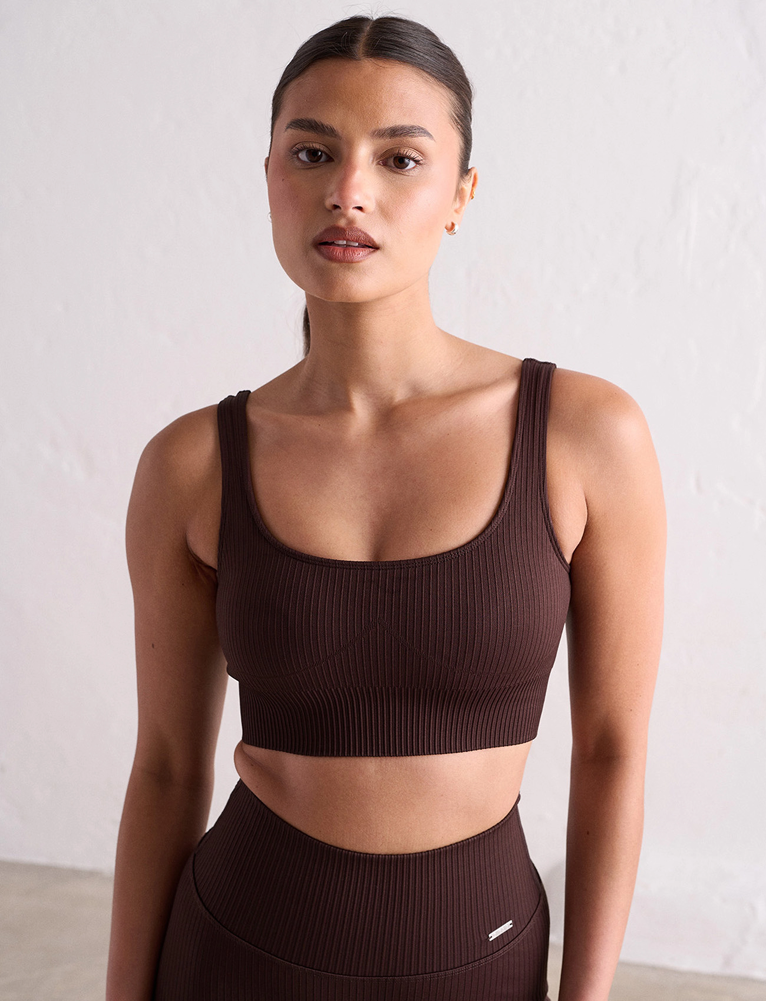 aim´n - Ribbed Seamless Bra - sport brjóstahaldarar: miðlungs stuðningur - cacao - 3