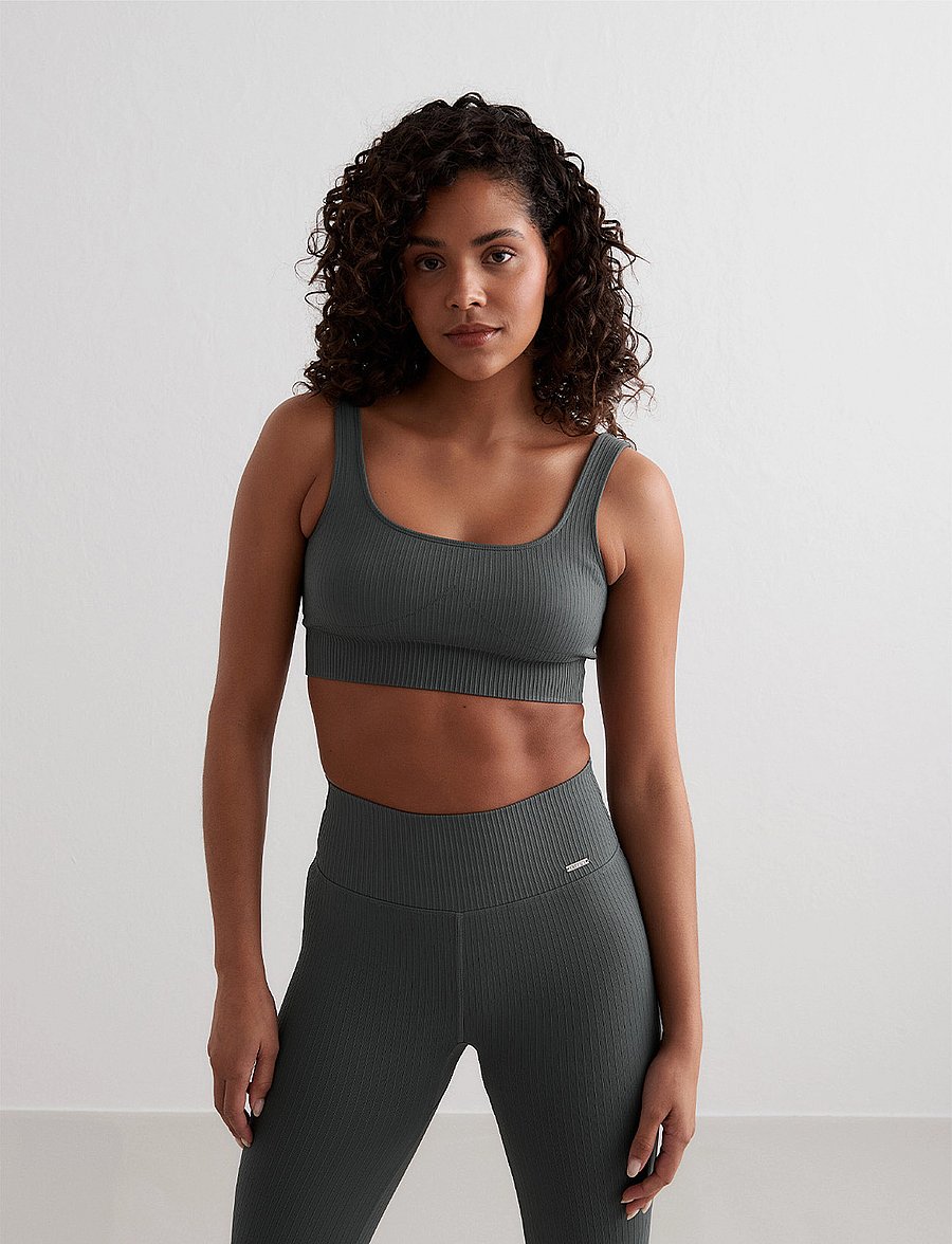 aim´n - Ribbed Seamless Bra - mittlerer halt - sage - 0