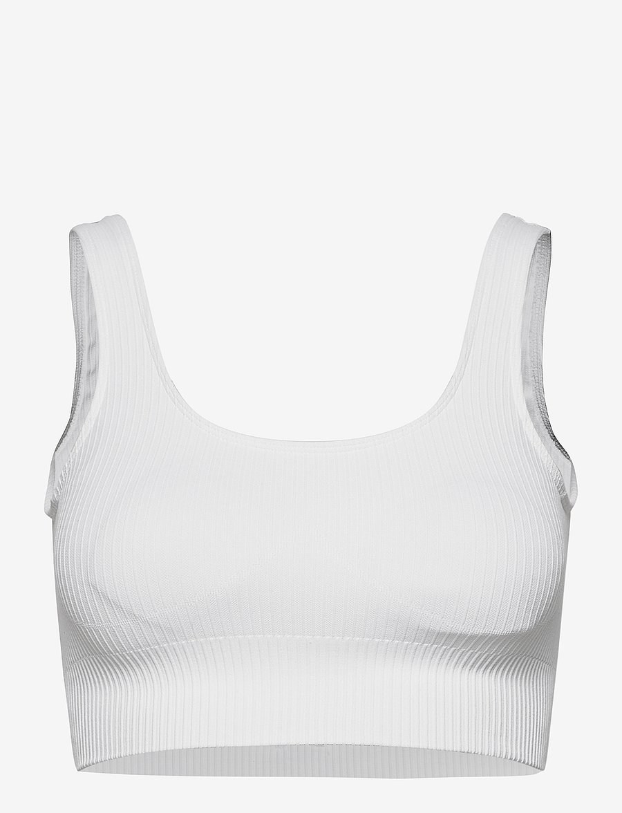 aim´n - White Ribbed Seamless Bra - medium støtte - white - 1