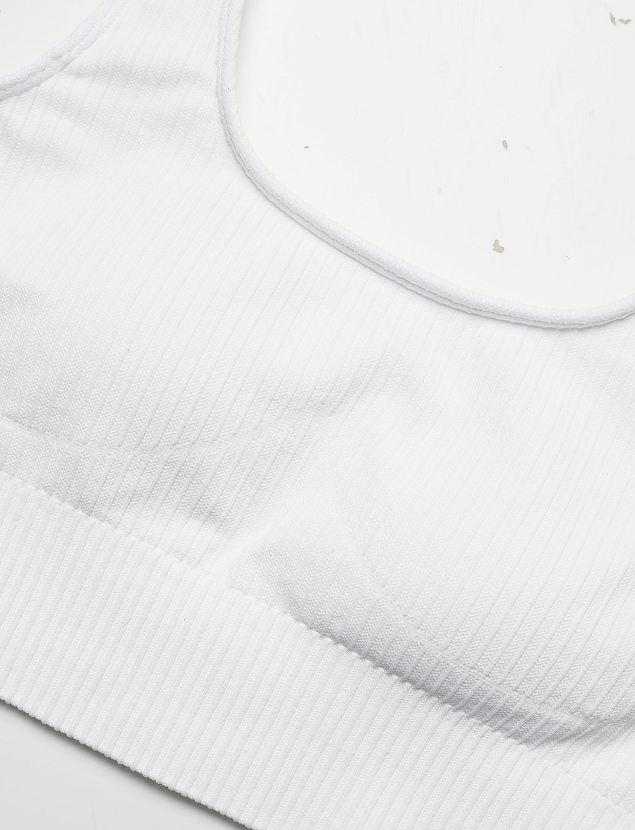 aim´n - White Ribbed Seamless Bra - medium støtte - white - 4