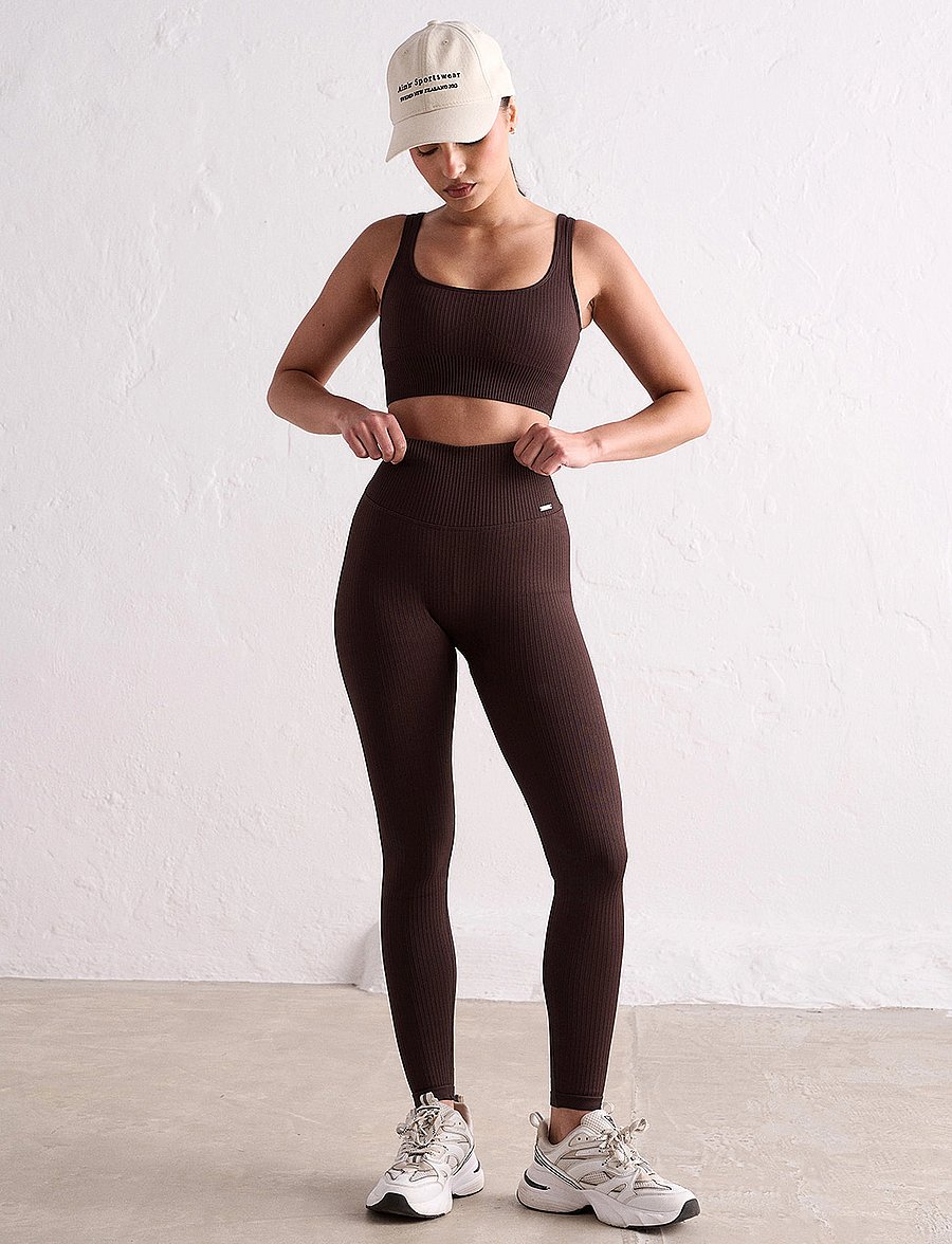 aim´n - Ribbed Seamless Tights - volle länge - cacao - 0