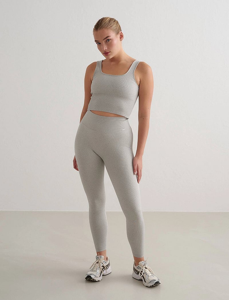 aim´n - Ribbed Seamless Tights - sportinės tamprės - grey melange - 0