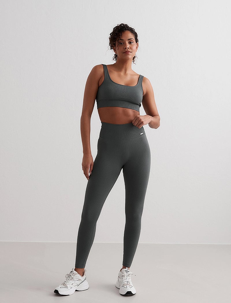 aim´n - Ribbed Seamless Tights - fuld længde - sage - 0
