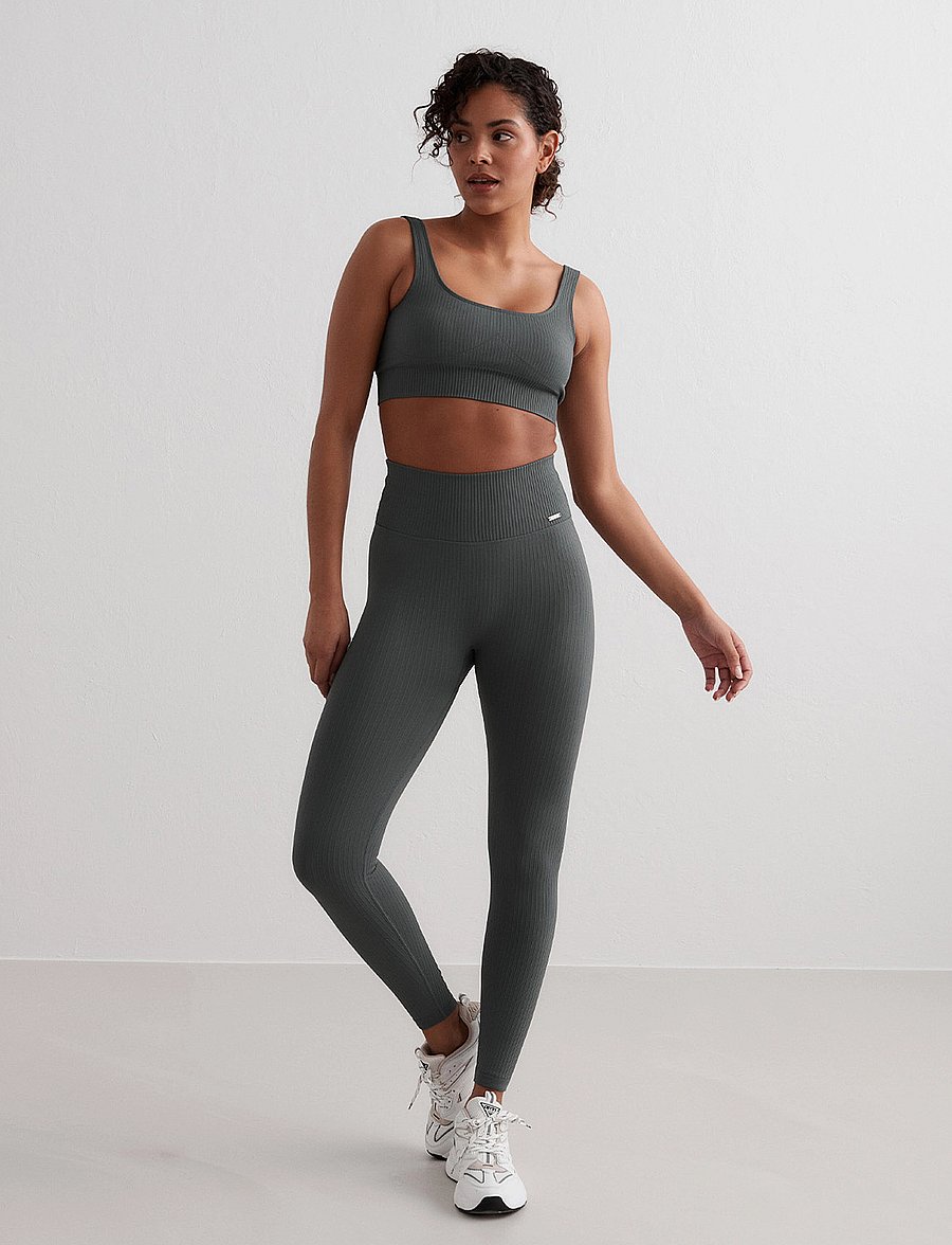 aim´n - Ribbed Seamless Tights - volle länge - sage - 4