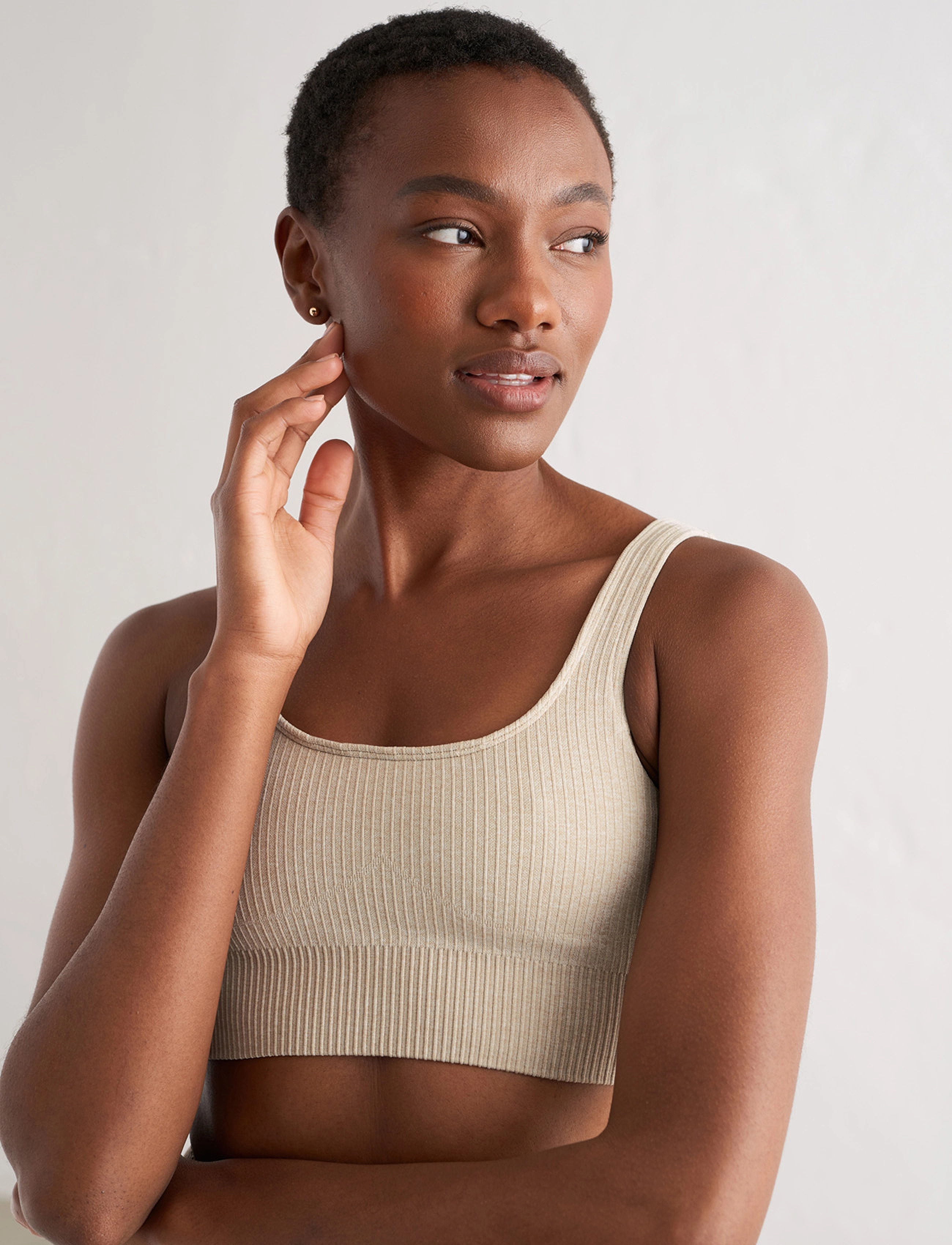 aim´n - Beige Ribbed Seamless Bra - medium support - beige - 5