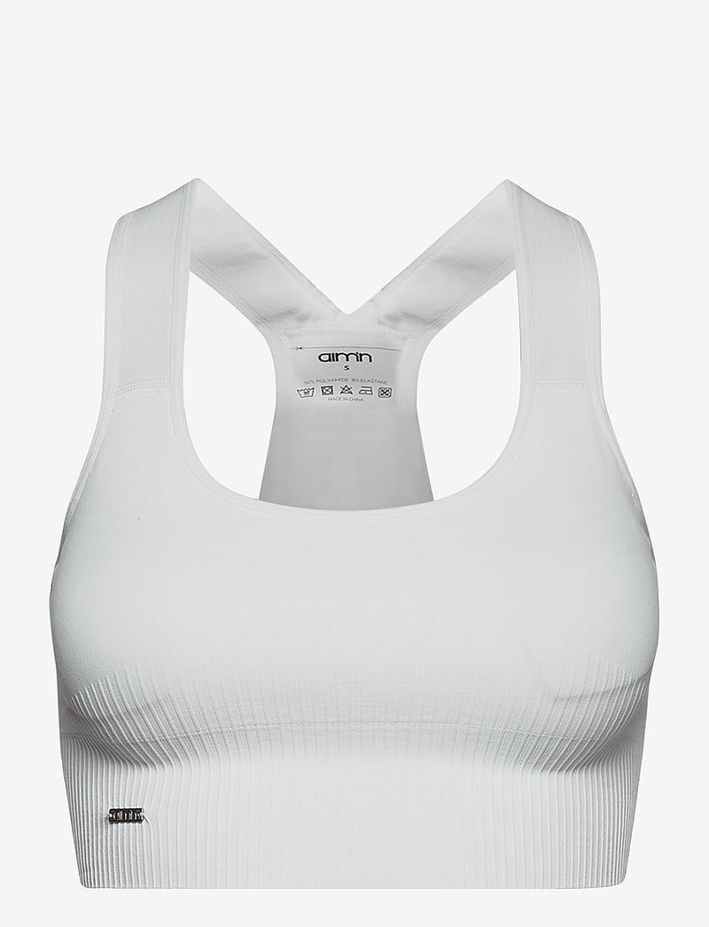 aim´n - White High Support Ribbed Bra - høj støtte - white - 1
