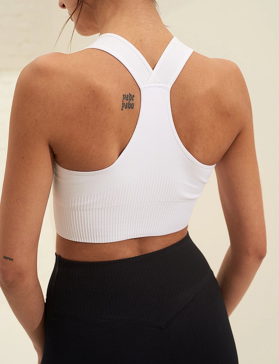 aim´n - High Support Ribbed Bra - kõrge toestus - white - 3