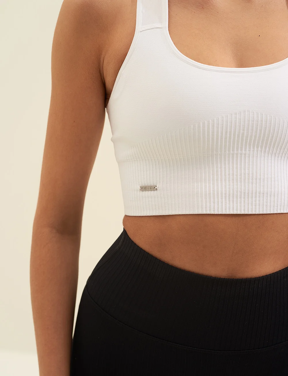 aim´n - White High Support Ribbed Bra - high support - white - 5