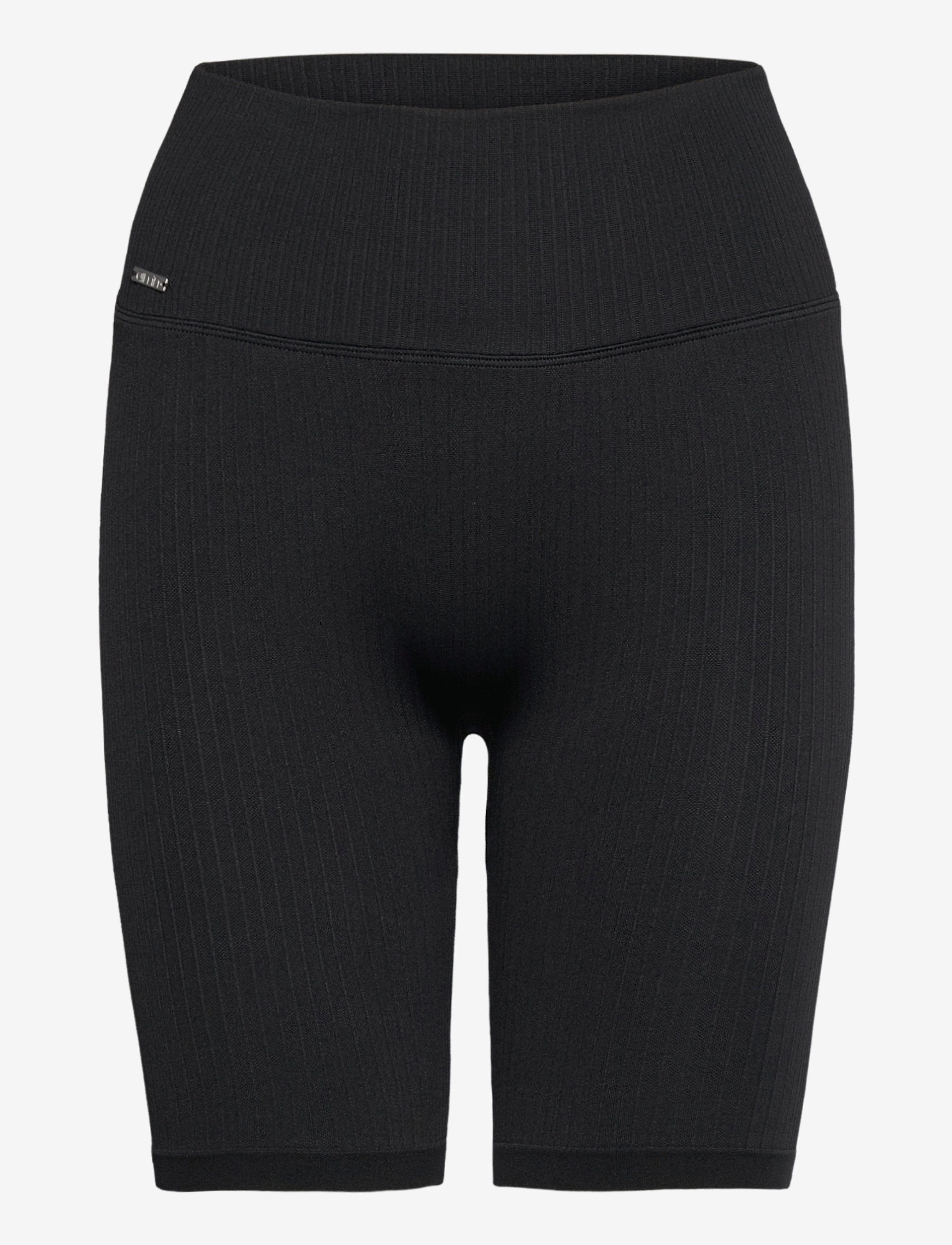 Ribbed Seamless Biker Shorts - BLACK