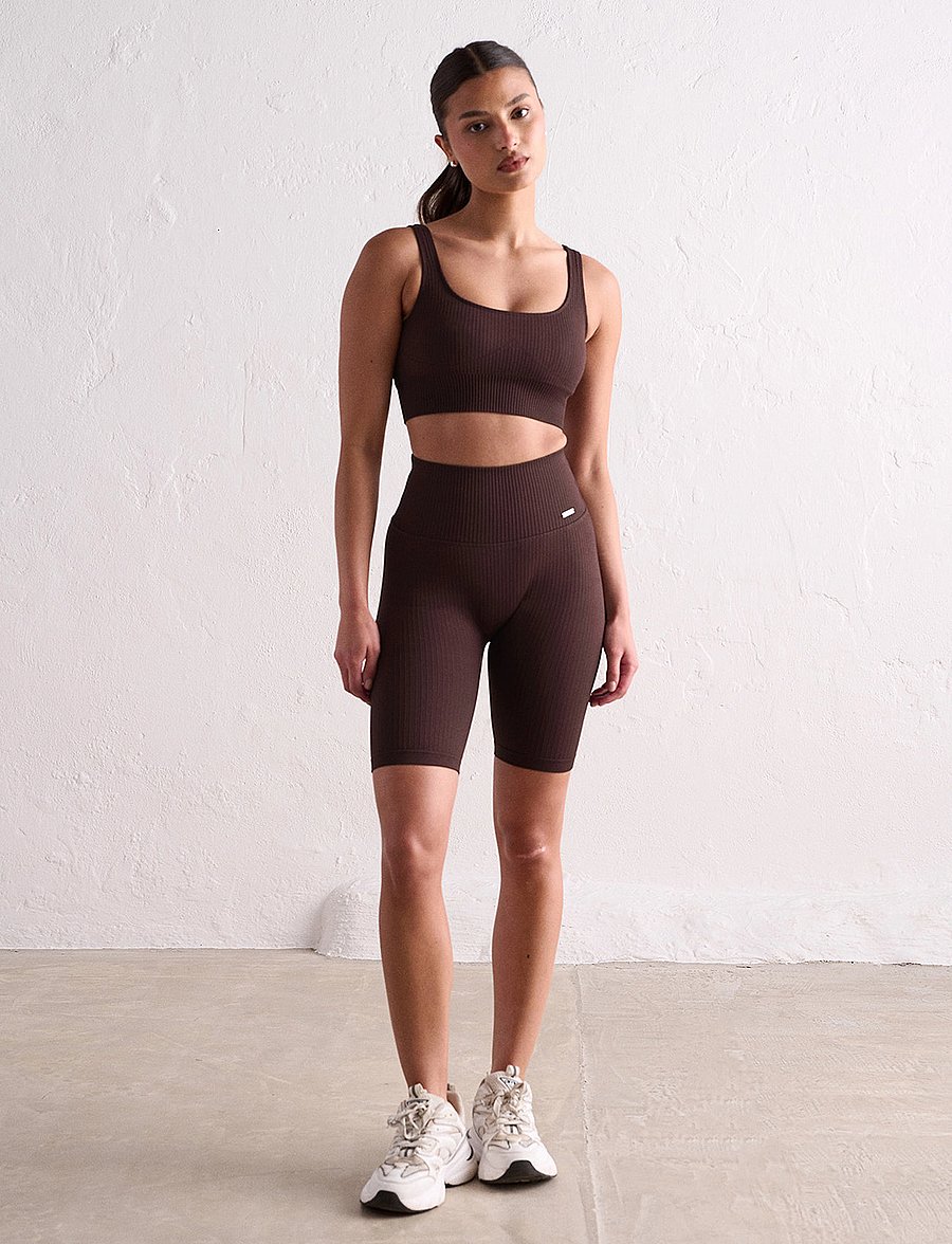 aim´n - Ribbed Seamless Biker Shorts - 1/2 länge - cacao - 5