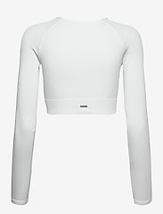 AIM'N - Ribbed Crop Long Sleeve - któtkie bluzki - white - 1