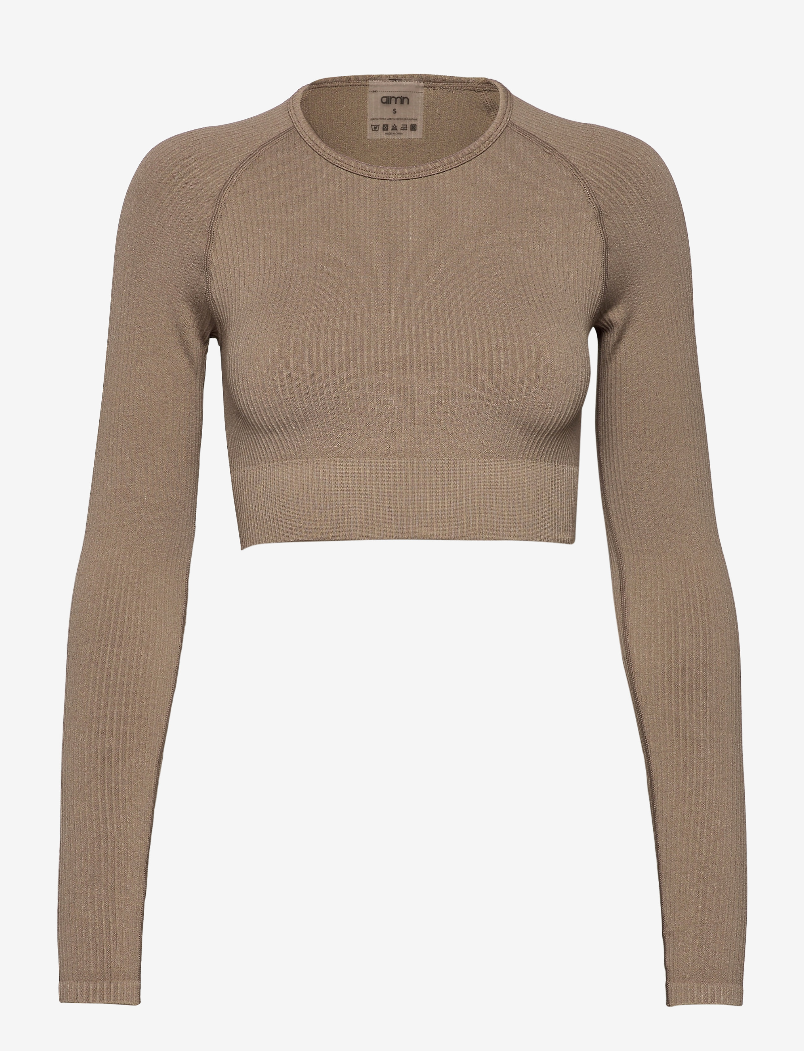 AIM ́N Ribbed Seamless Crop Lange Ärmel Beige - L - Damen