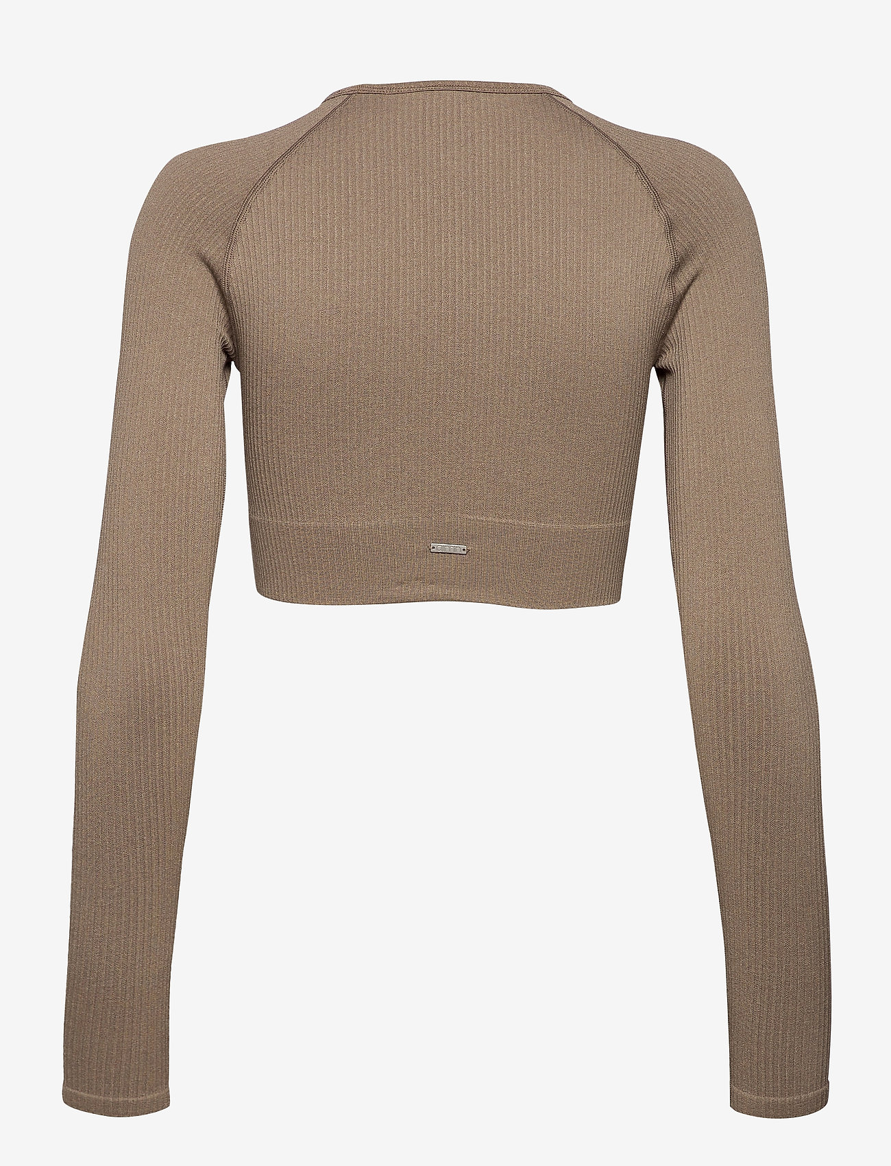 aim´n - Ribbed Seamless Crop Long Sleeve - crop tops - espresso - 2