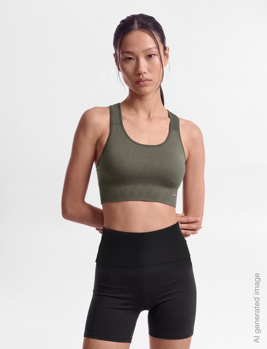 aim´n - High Support Ribbed Bra - starker halt - dark ivy - 3