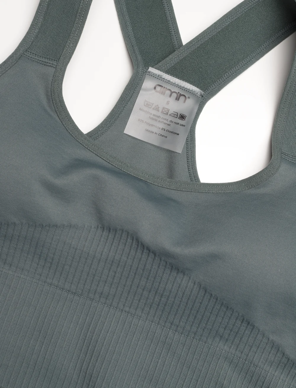 aim´n - High Support Ribbed Bra - høj støtte - sage - 2