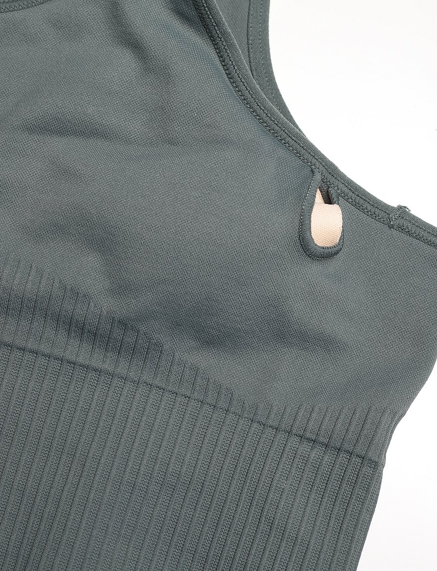 aim´n - High Support Ribbed Bra - høj støtte - sage - 3
