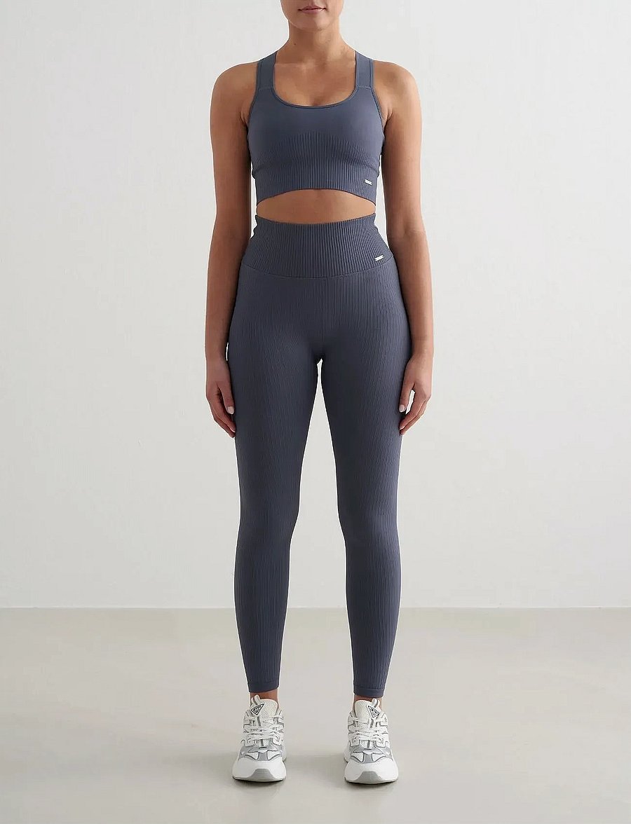aim´n - High Support Ribbed Bra - høj støtte - storm blue - 4
