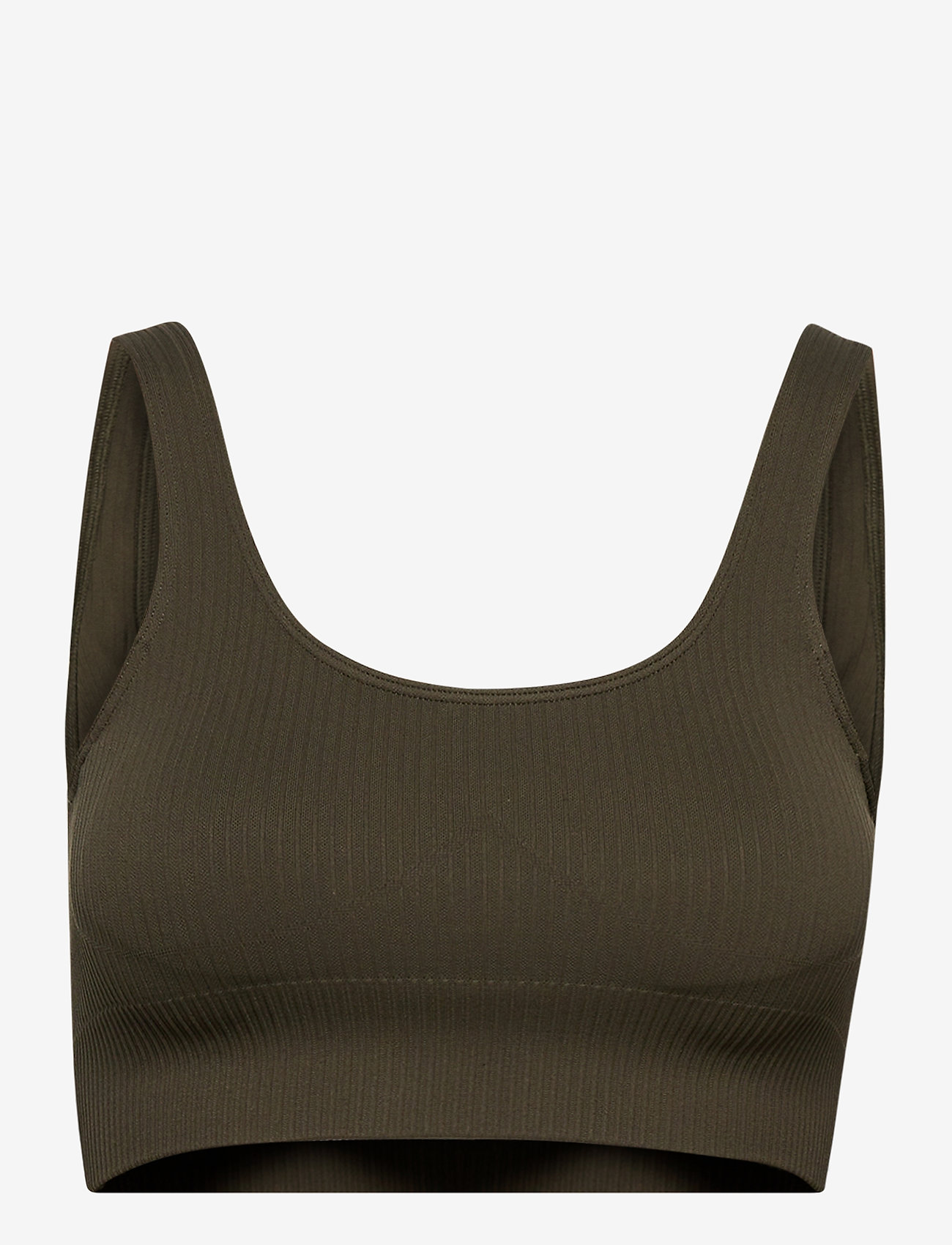 aim´n - Khaki Ribbed Seamless Bra - mittlerer halt - khaki - 1