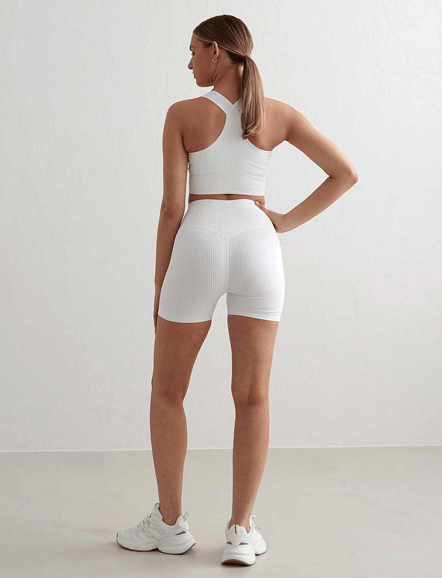 aim´n - Ribbed Seamless Midi Biker Shorts - 1/2 länge - white - 4