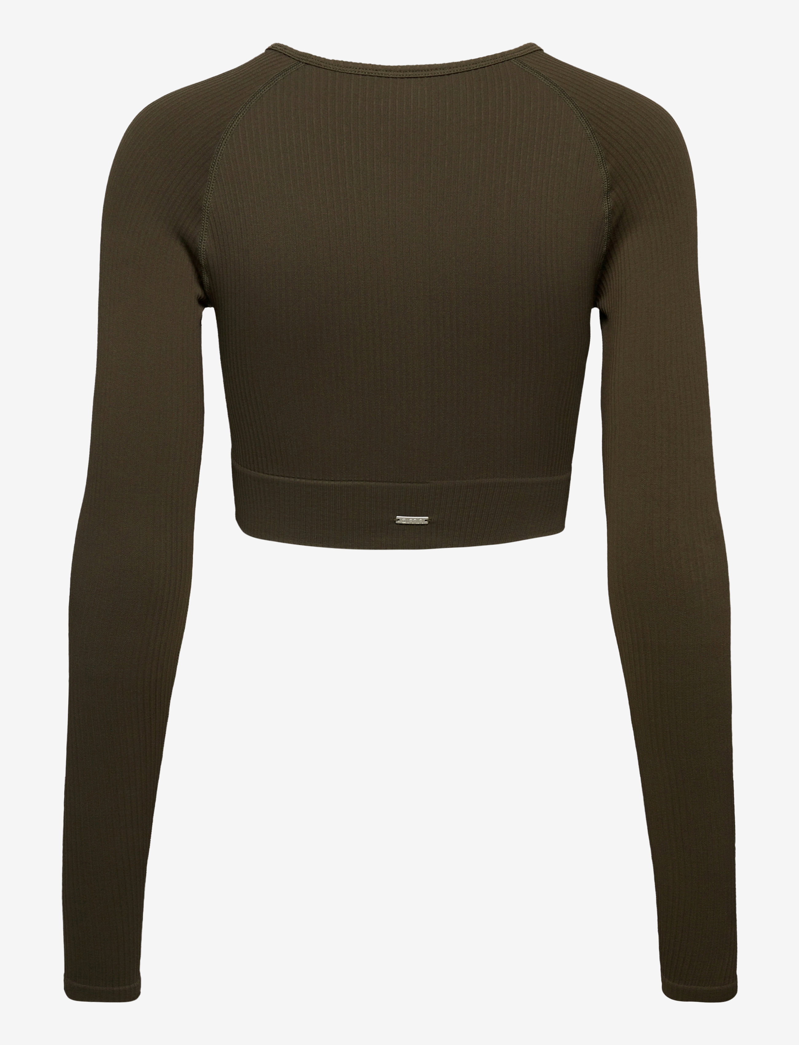 aim´n - Ribbed Seamless Crop Long Sleeve - crop topit - khaki - 2