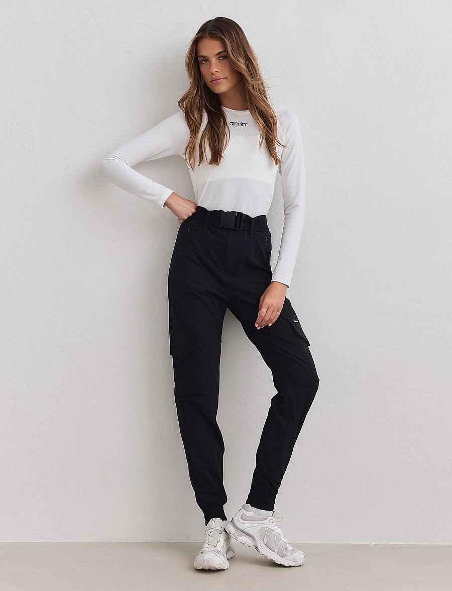 aim´n - Black Cargo Pants - casual byxor - black - 0