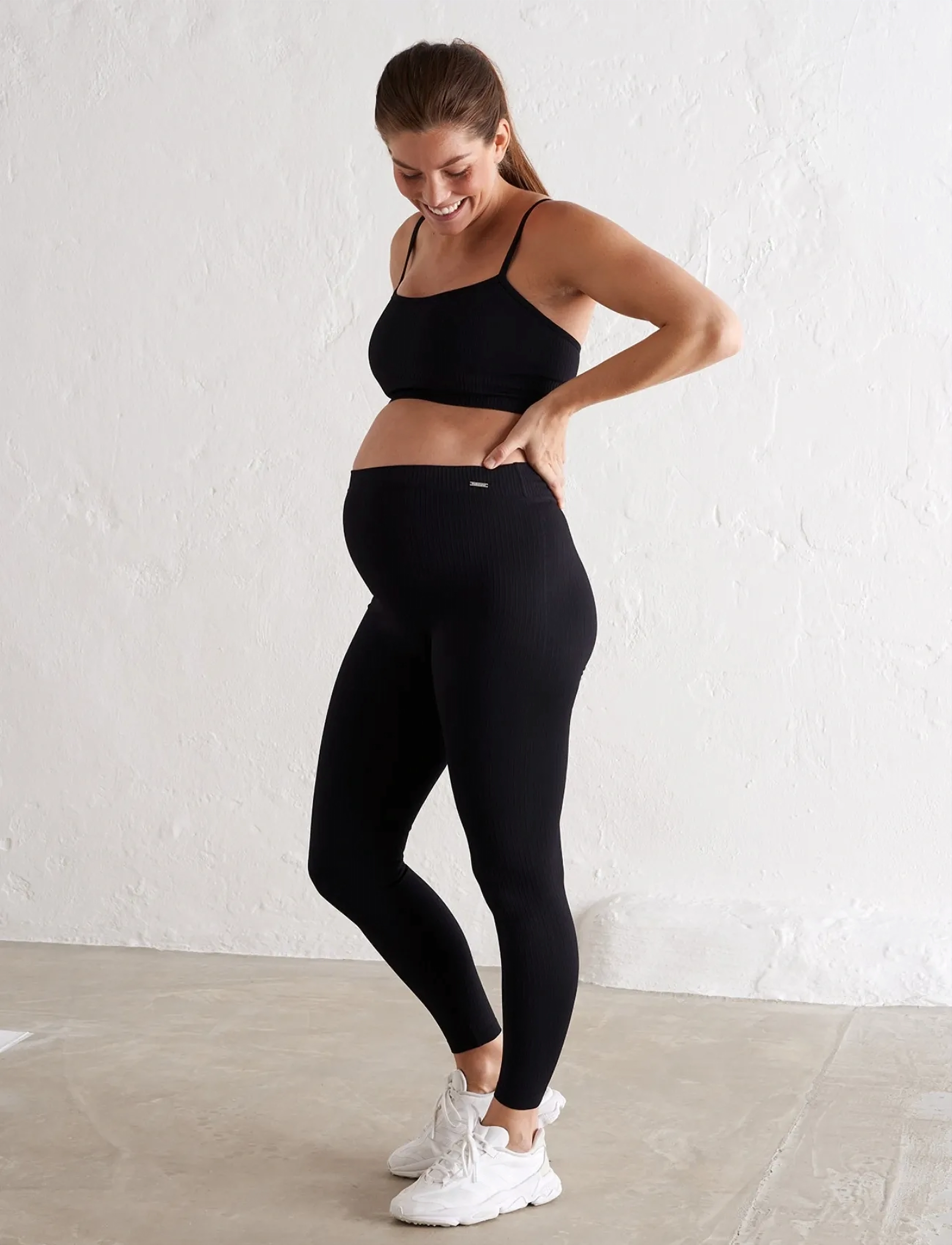 aim´n - Maternity Ribbed Seamless Tights - maternity tights - black - 4