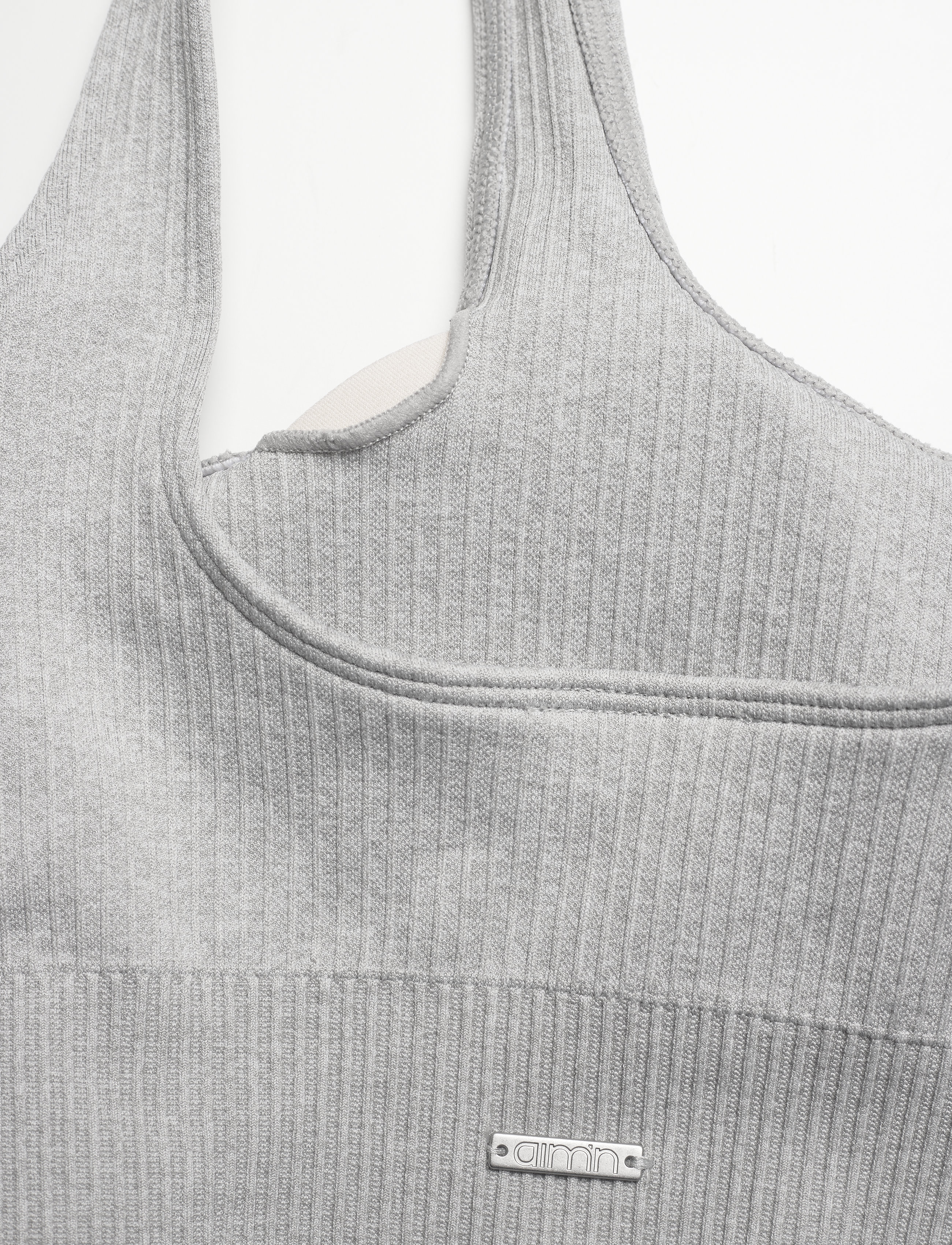 aim´n - Ribbed Seamless Bra - sports bh'er: medium støtte - light grey - 3