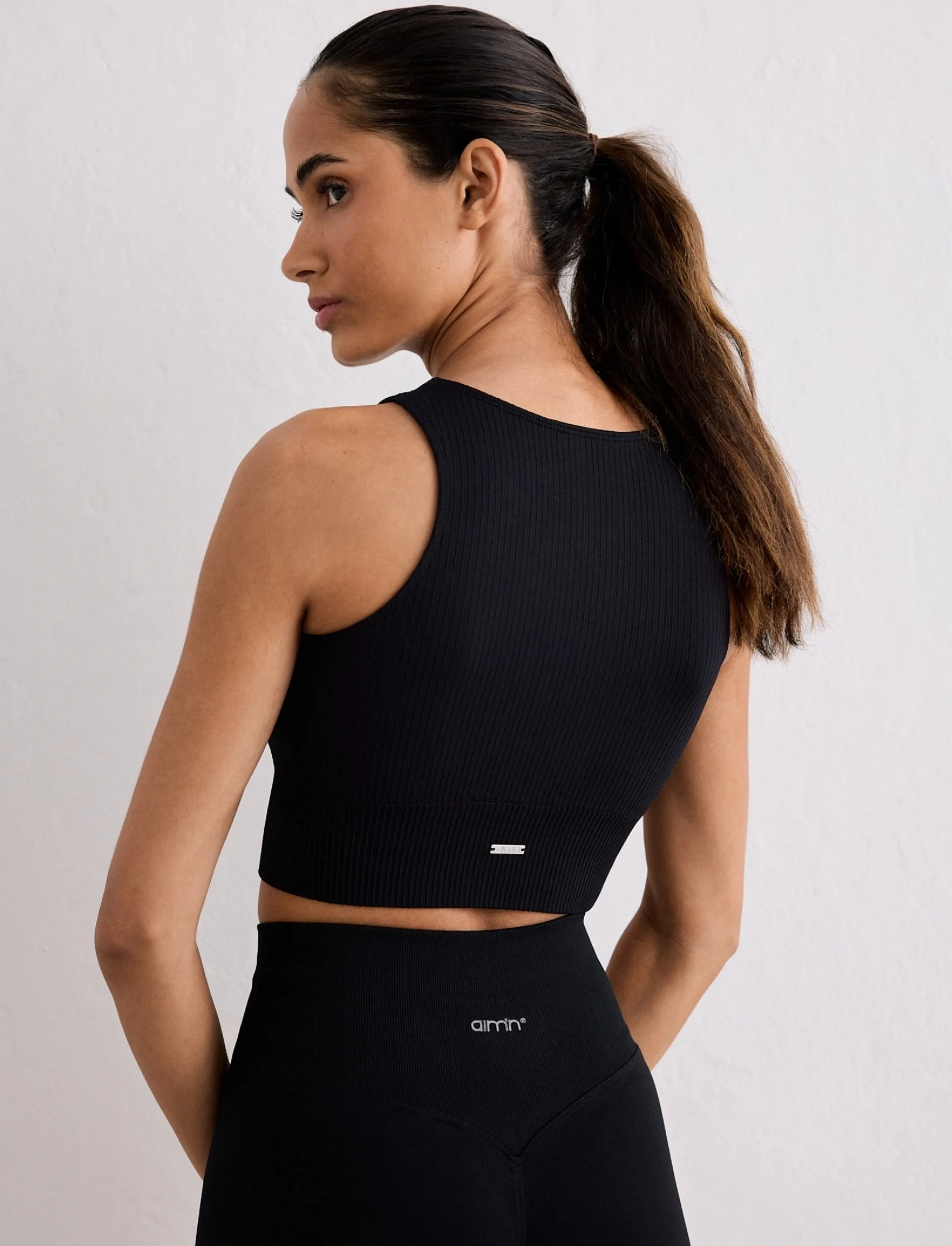 aim´n - Ribbed Seamless Crop Top - black - 3