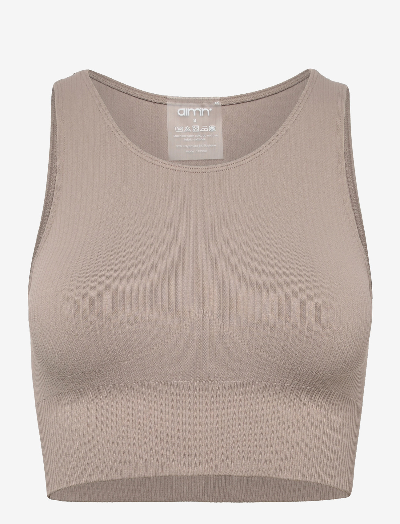 aim´n - Ribbed Seamless Crop Top - crop tops - dark clay - 0