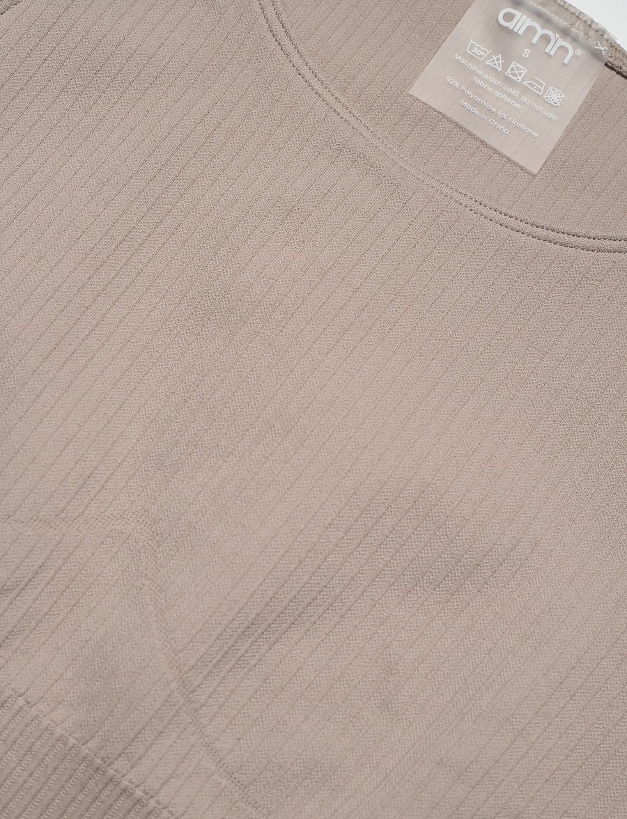 aim´n - Ribbed Seamless Crop Top - crop-tops - dark clay - 5