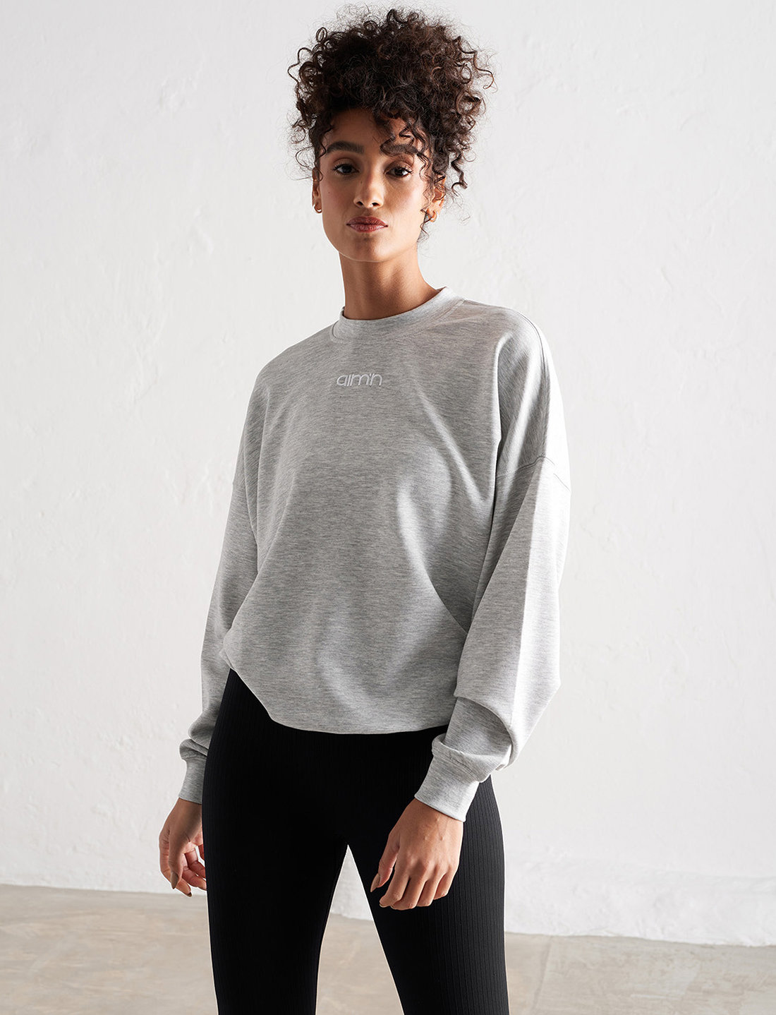 aim n Light Grey Melange Comfy Sweatshirt Sweatshirts Boozt