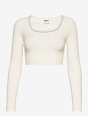AIM'N - Luxe Seamless Crop Long Sleeve - pitkähihaiset topit - off-white - 0