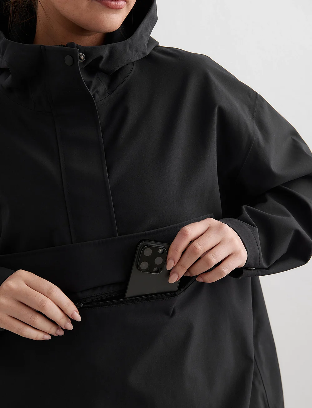 aim´n - Black Waterproof Oversized Anorak - anoraker - black - 5