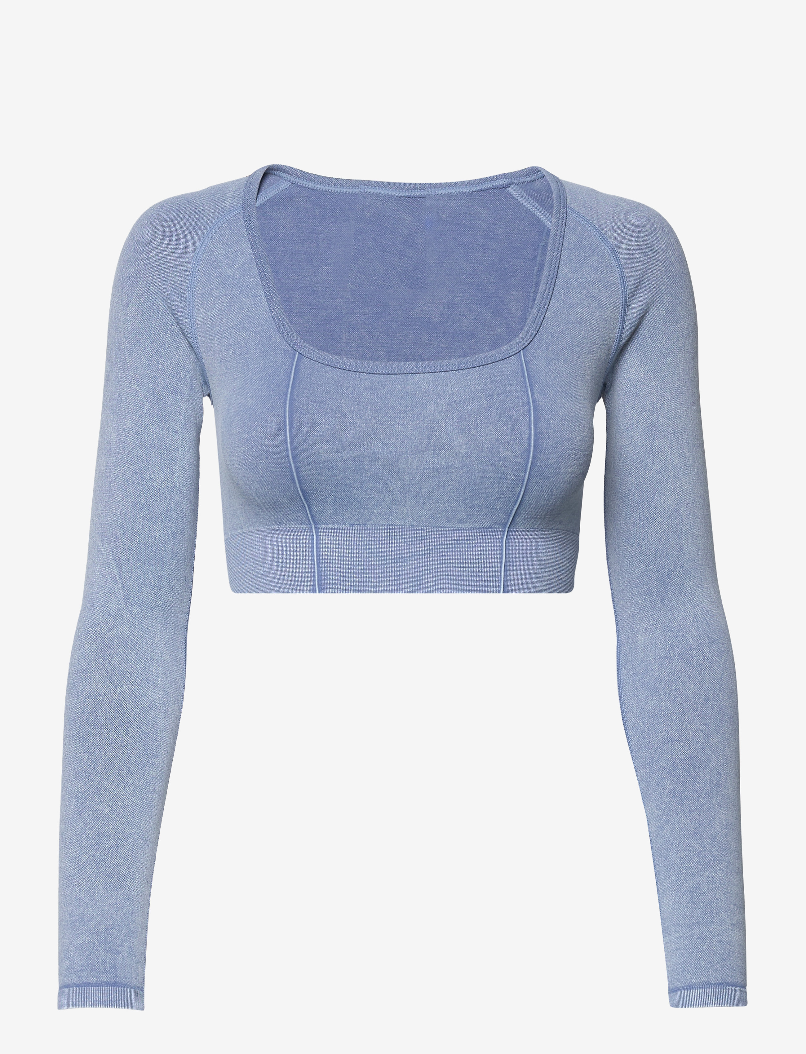 Washed Denim Seamless Cropped Long Sleeve - WASHED DENIM
