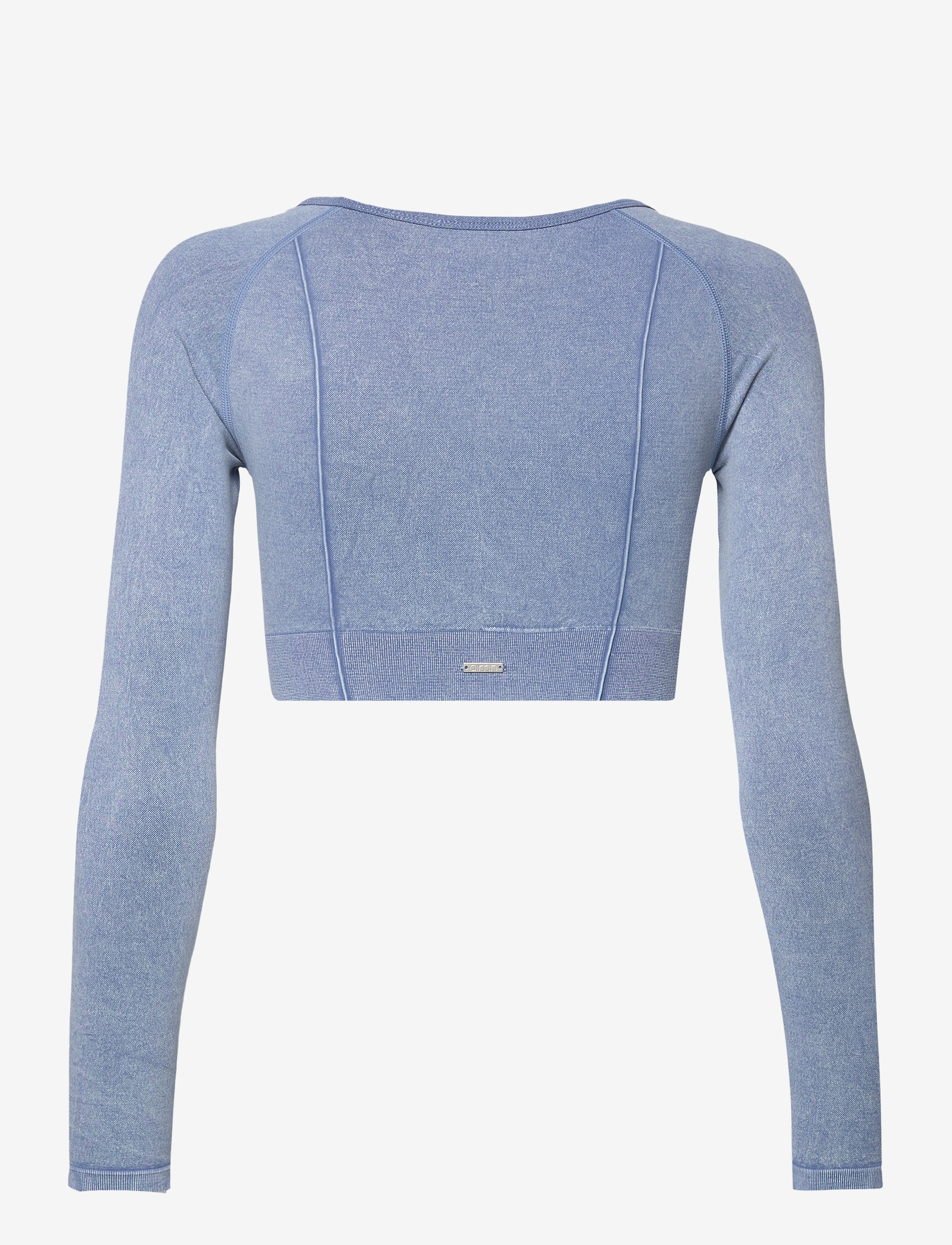 aim´n - Washed Denim Seamless Cropped Long Sleeve - crop tops - washed denim - 2