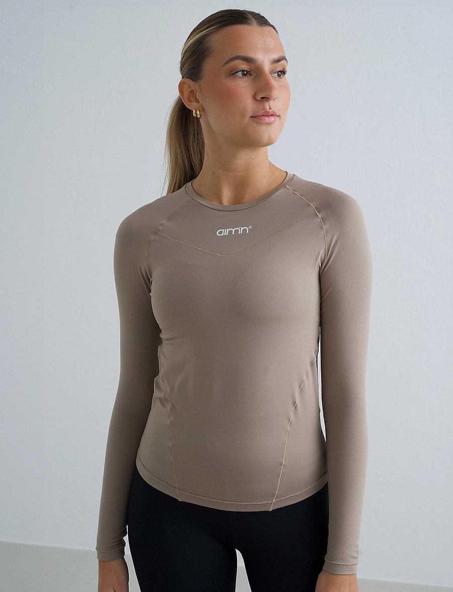 aim´n - Soft Basic Long Sleeve - langærmede t-shirts - espresso - 5