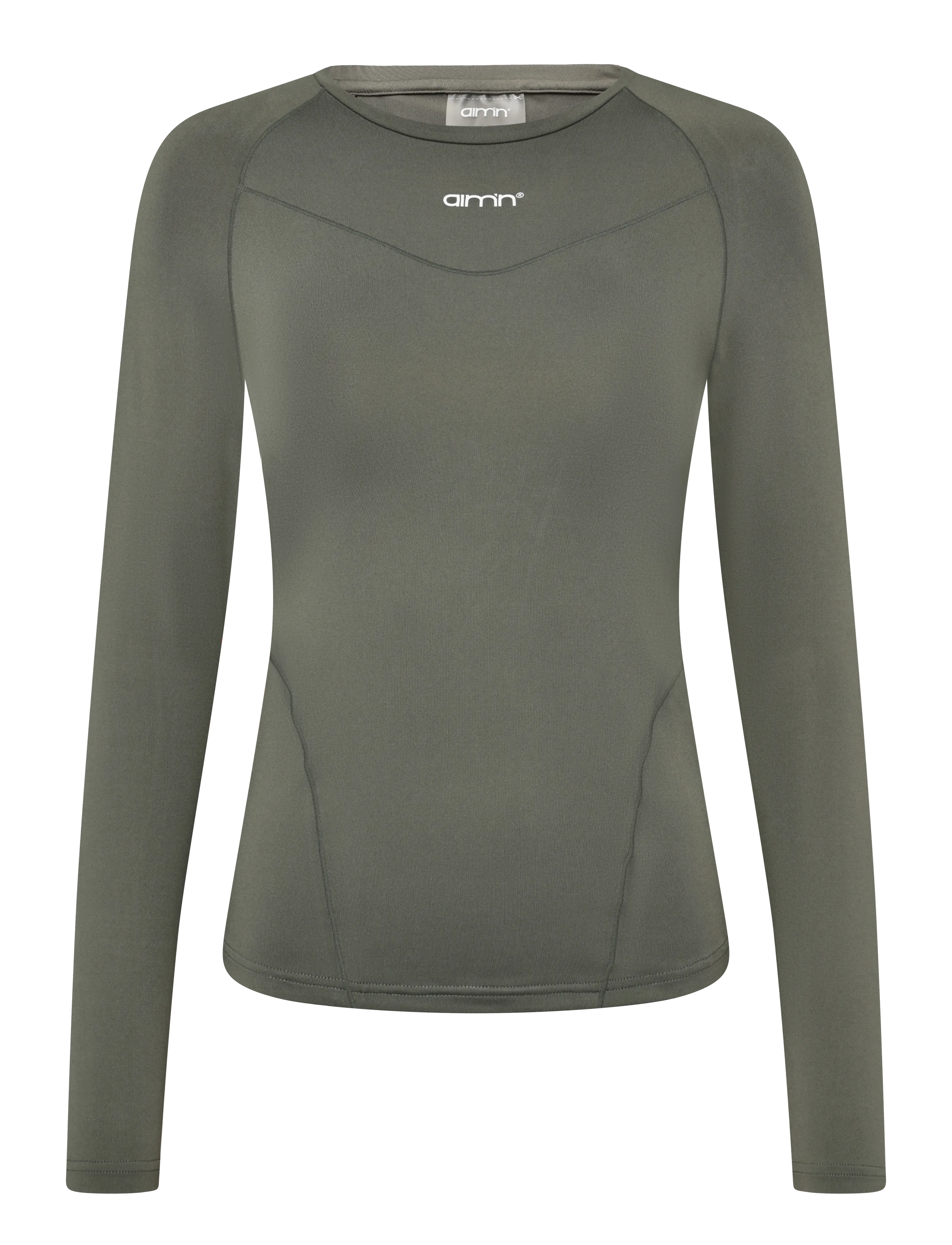 aim ́n Soft Basic Long Sleeve, Kvinder, Basic Langærmet Top, Kakigrøn, Str: S