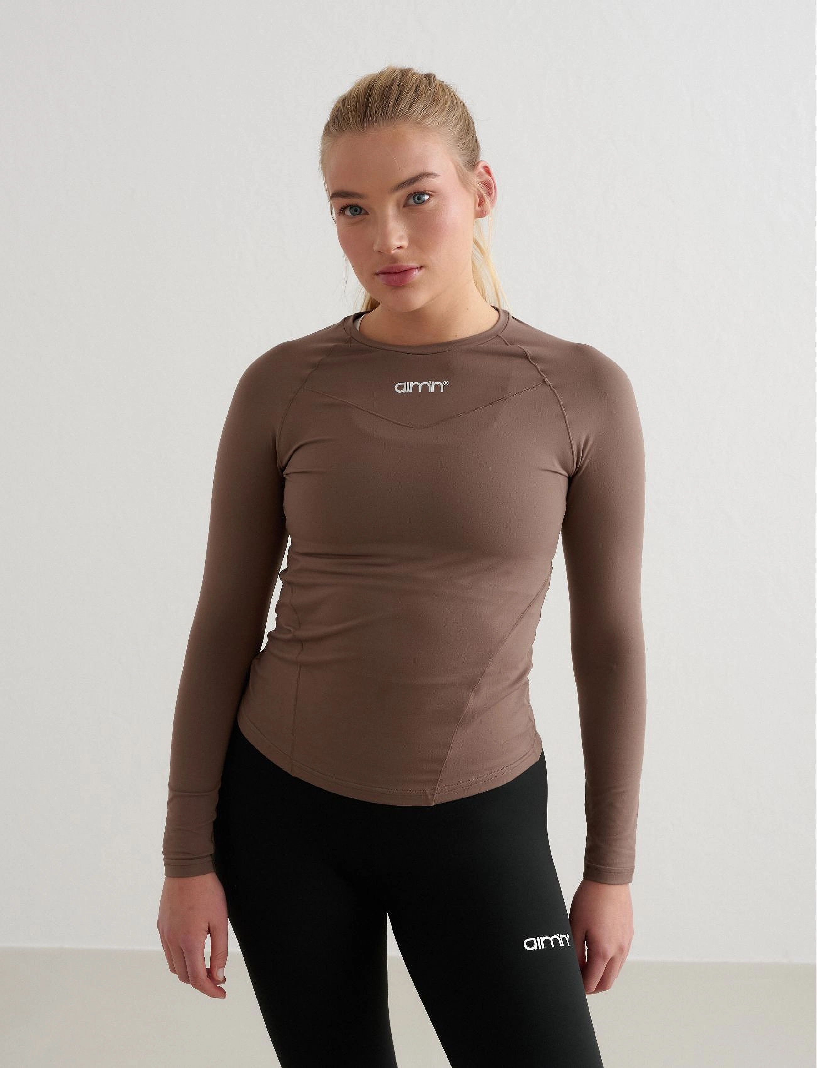 aim ́n Soft Basic Long Sleeve, L, T-shirts & Oberteile, Braun - Long-sleeved, Frauen