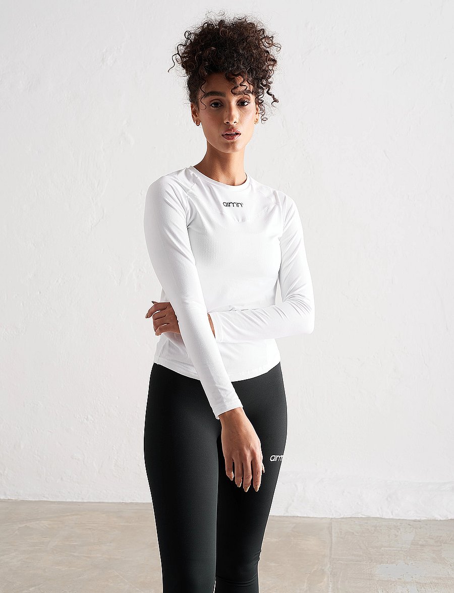 aim´n - Soft Basic Long Sleeve - langarmshirts - white - 0