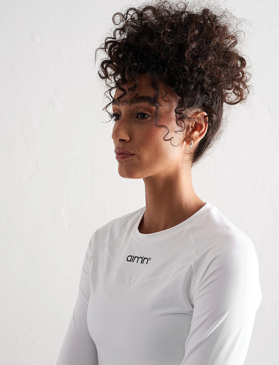 aim´n - Soft Basic Long Sleeve - langarmshirts - white - 3