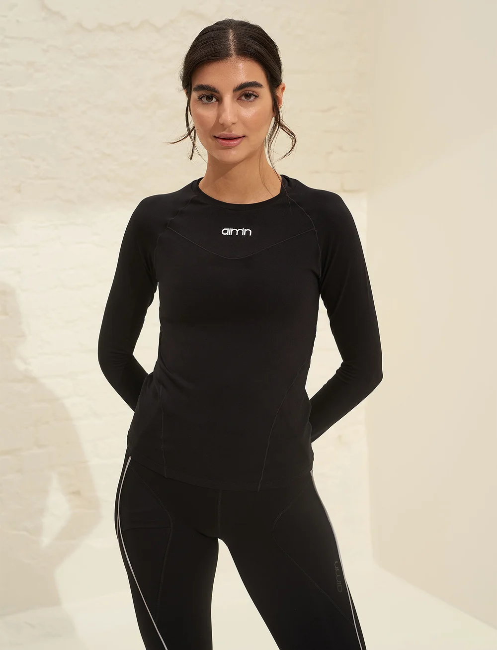 aim´n - Black Soft Basic Long Sleeve - långärmade tröjor - black - 0