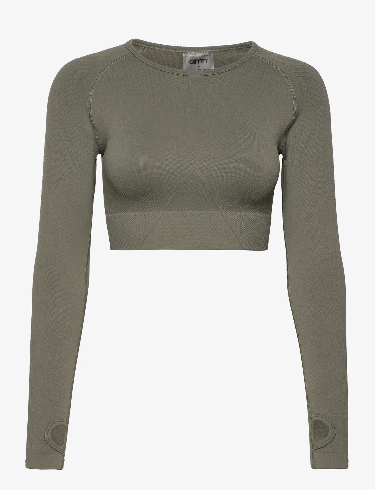 AIM'N - Motion Seamless Cropped Long Sleeve - nabapluusid - olive - 0