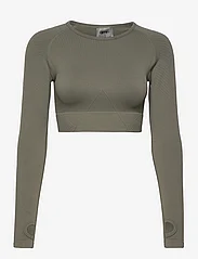 AIM'N - Motion Seamless Cropped Long Sleeve - crop tops - olive - 0