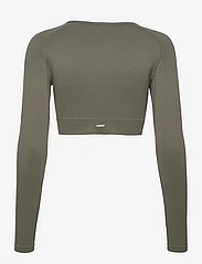 AIM'N - Motion Seamless Cropped Long Sleeve - któtkie bluzki - olive - 1